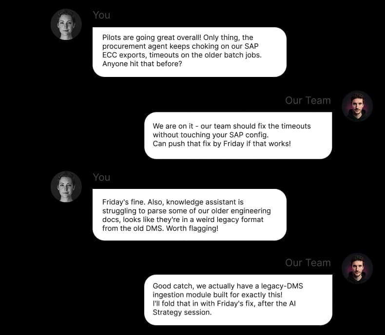 Configurato Agent chat interface